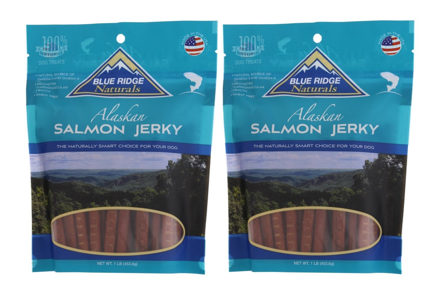 Blue Ridge Naturals Alaskan Salmon Jerky 2-pack, real salmon for tasty rewards.