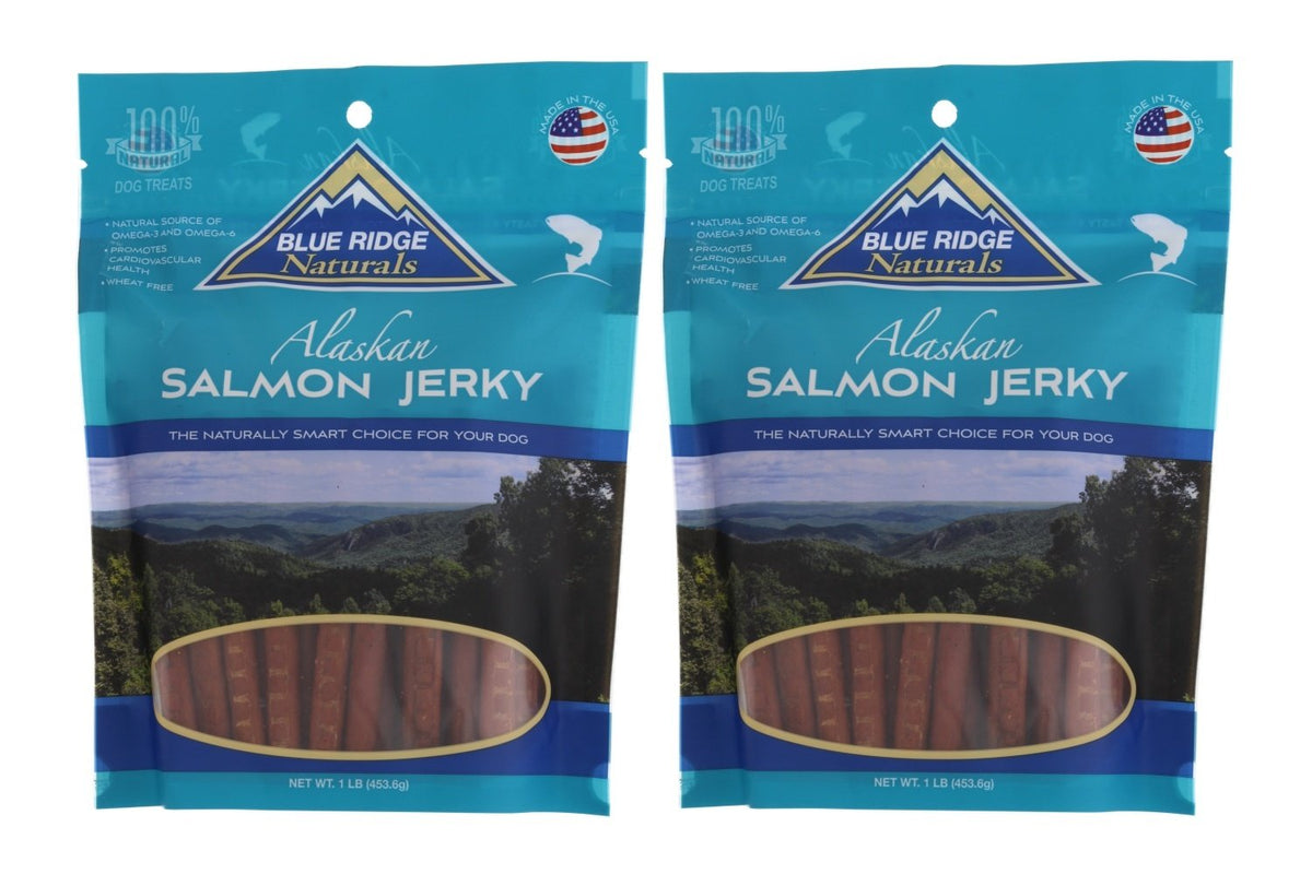 Blue Ridge Naturals Alaskan Salmon Jerky 2-pack, real salmon for tasty rewards.