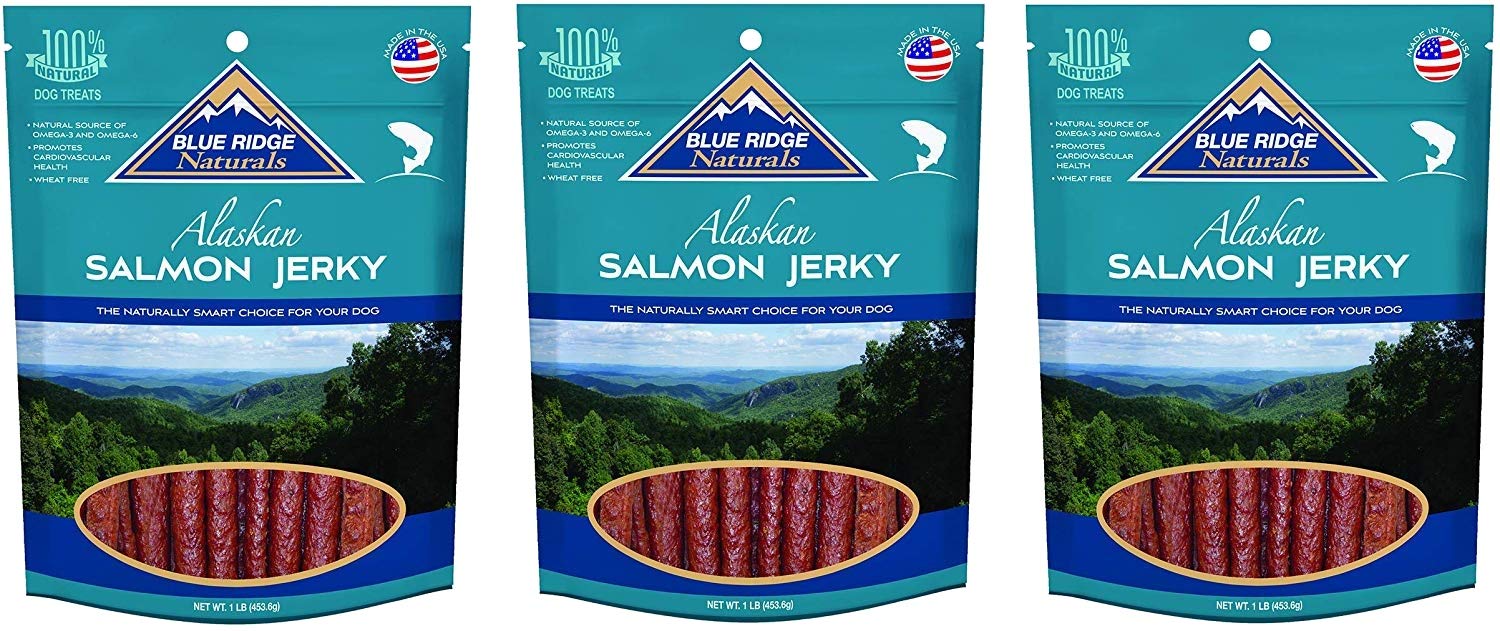Blue Ridge Naturals salmon jerky oven-baked 1 lb pack for dogs