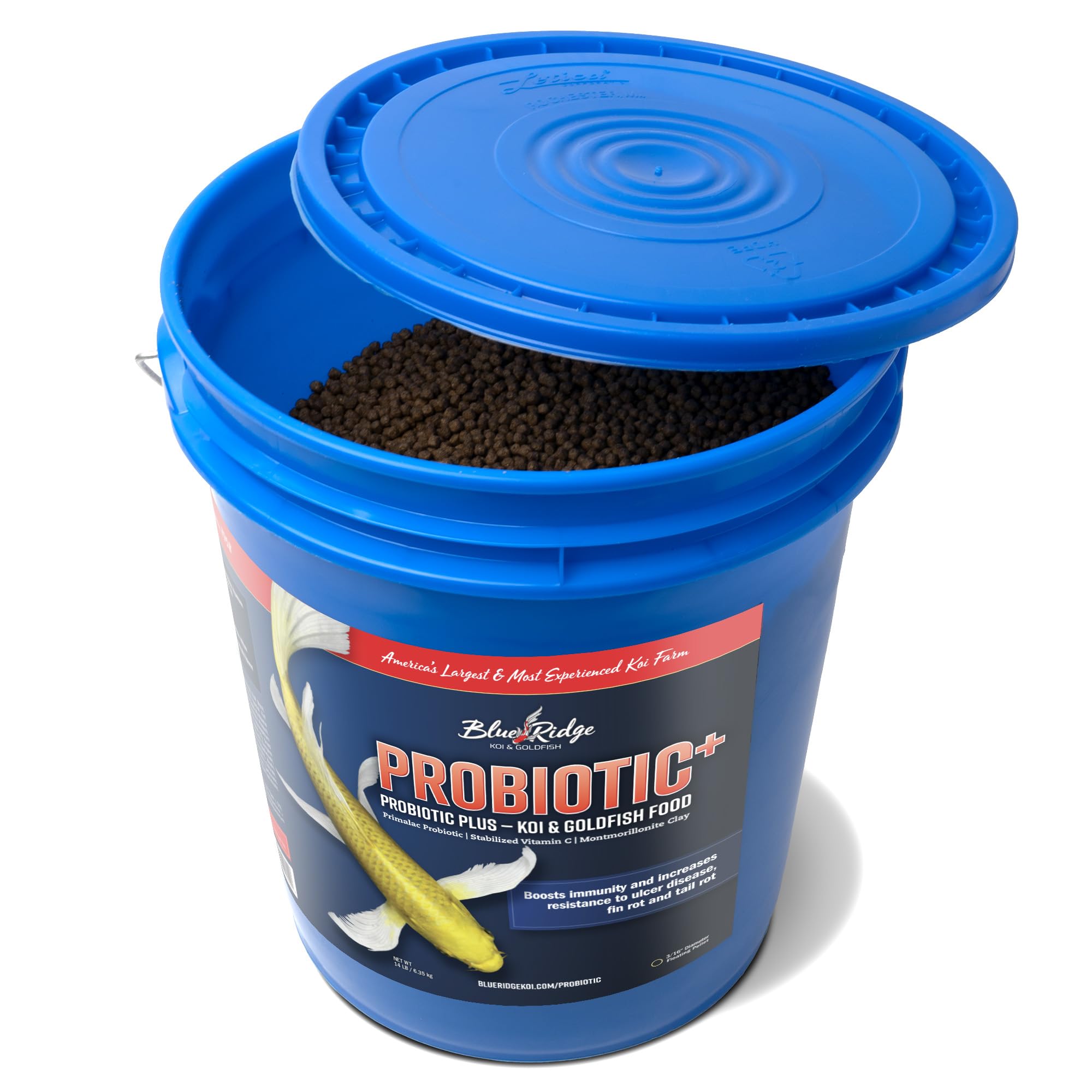 Pellets close up showing 3/16 inch size for easy feeding with Blue Ridge Probiotic Plus
