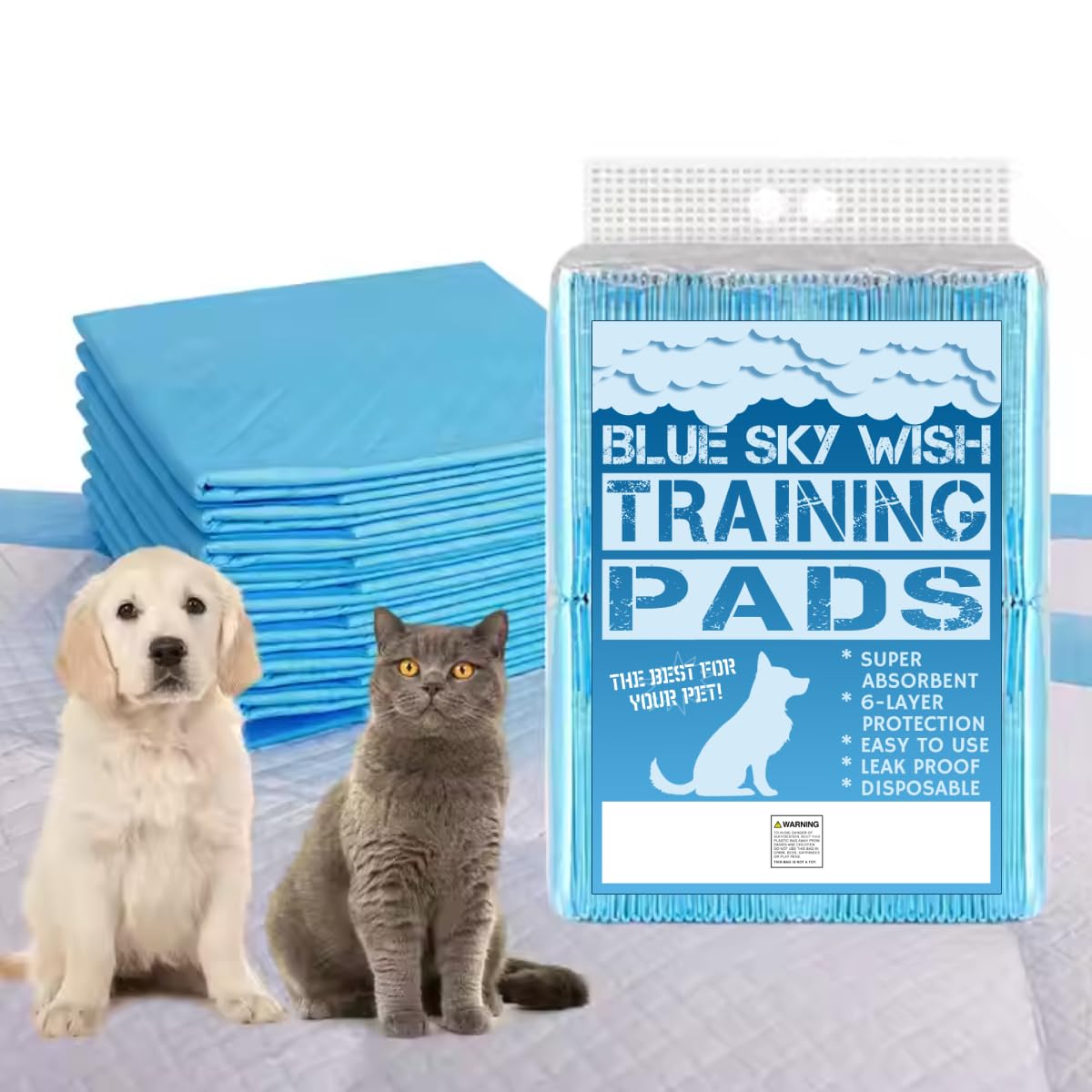 Blue Sky Wish training pads box front for quick setup.
