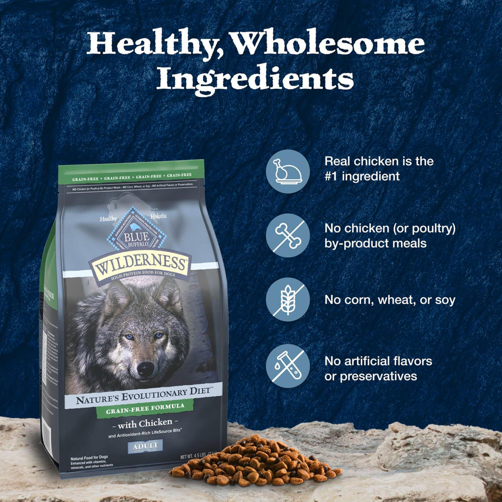 Blue Wilderness 4-5-lb bag provides convenient portions for daily feeding.