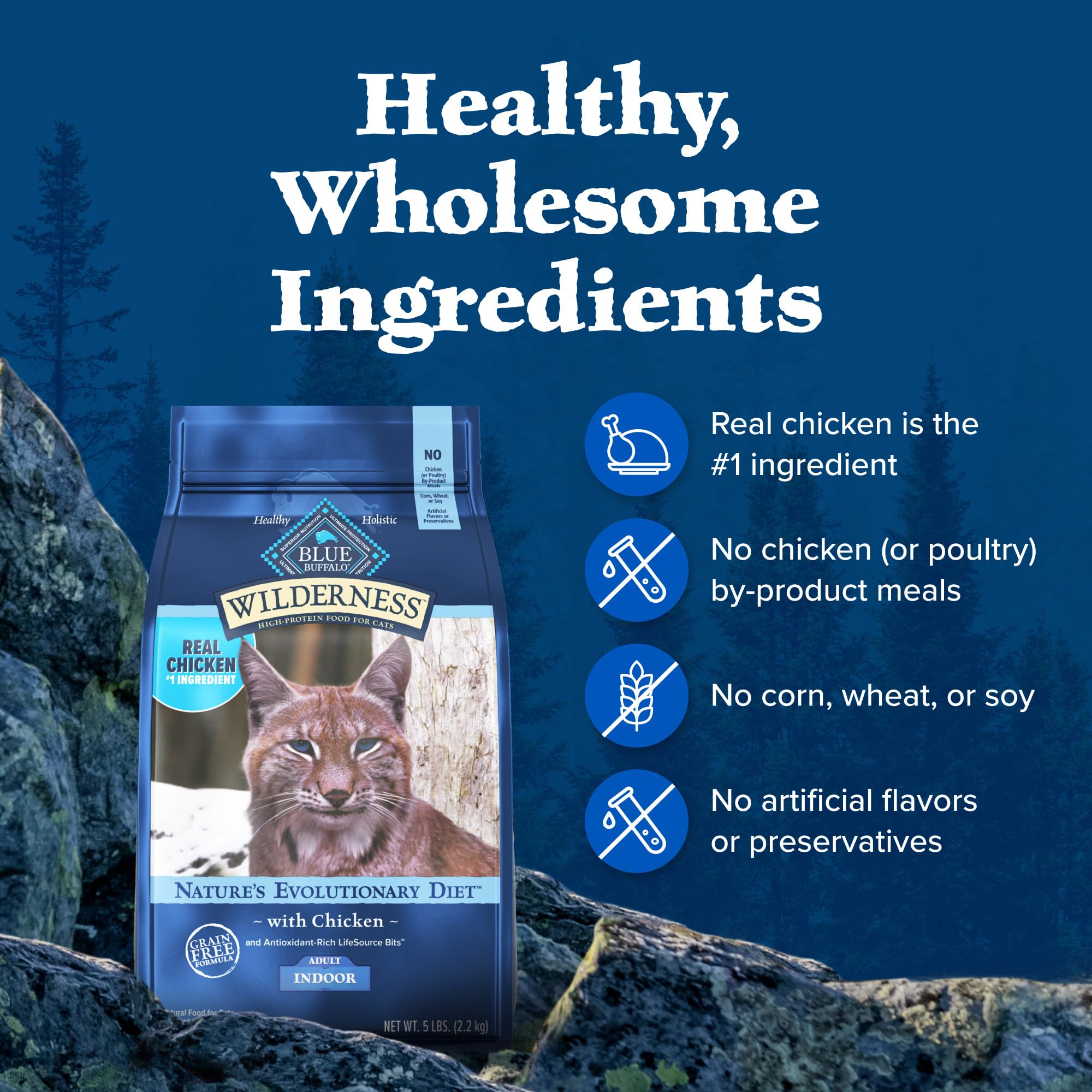 Blue Wilderness 5-lb bag packaging for easy storage and portioning.
