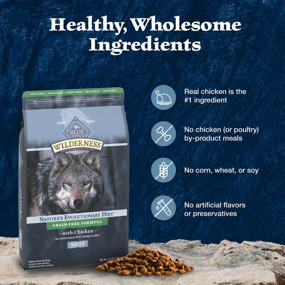 Blue Wilderness artificial flavors-free seal communicates preservative-free formulation.