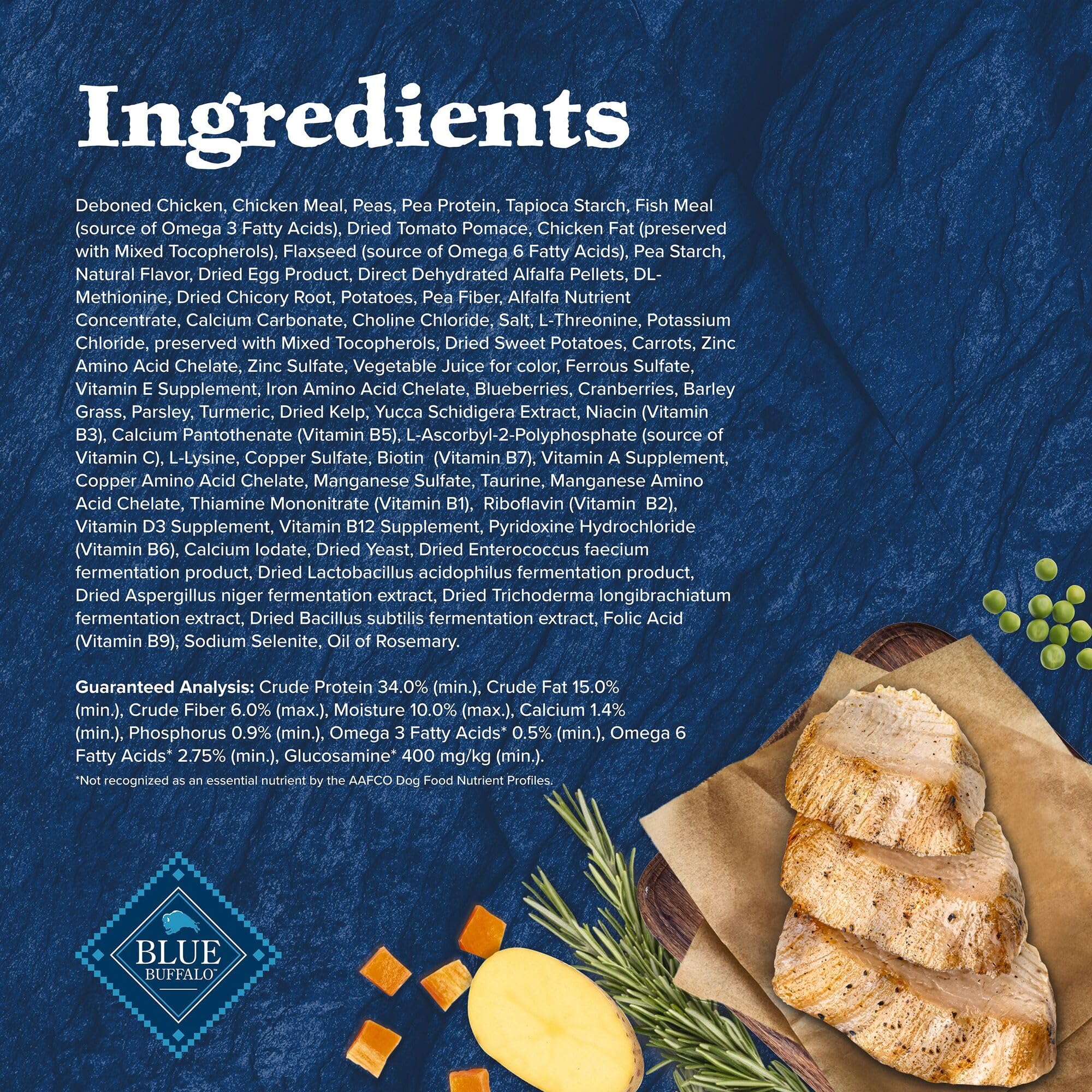Blue Wilderness no corn-wheat-soy claim image stresses grain-free option.