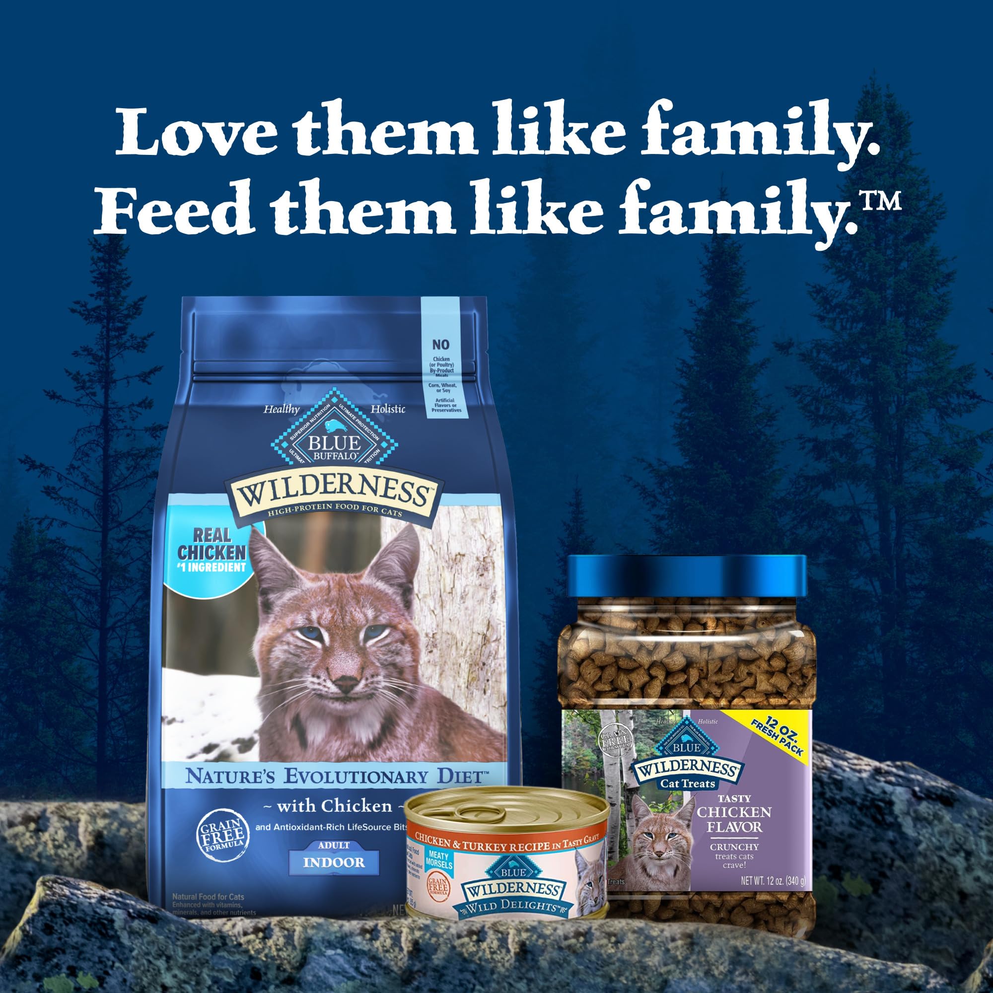Blue Wilderness packaging with clear ingredient imagery and benefits.