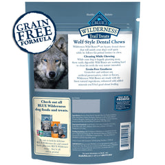 Blue Buffalo Wilderness Wild Bones large dental chew being chewed by a large dog for dental care
