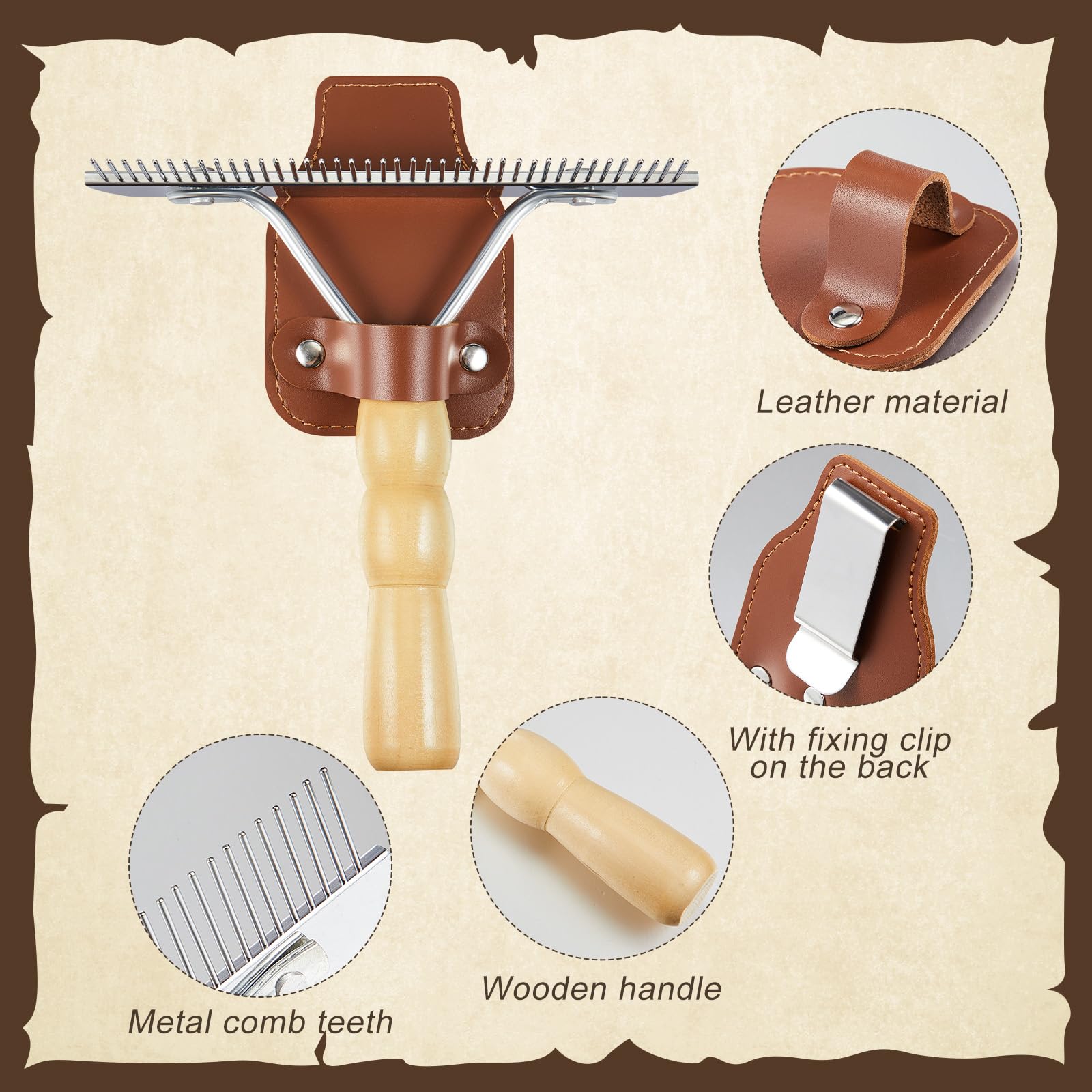 Blulu livestock comb with polished metal teeth prevents snagging during grooming.