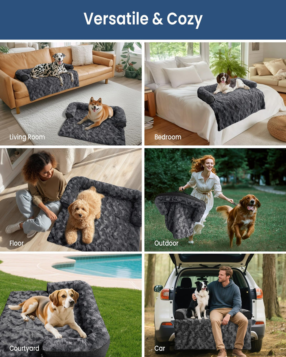 blunique dark grey design blends with furniture while offering a plush resting spot