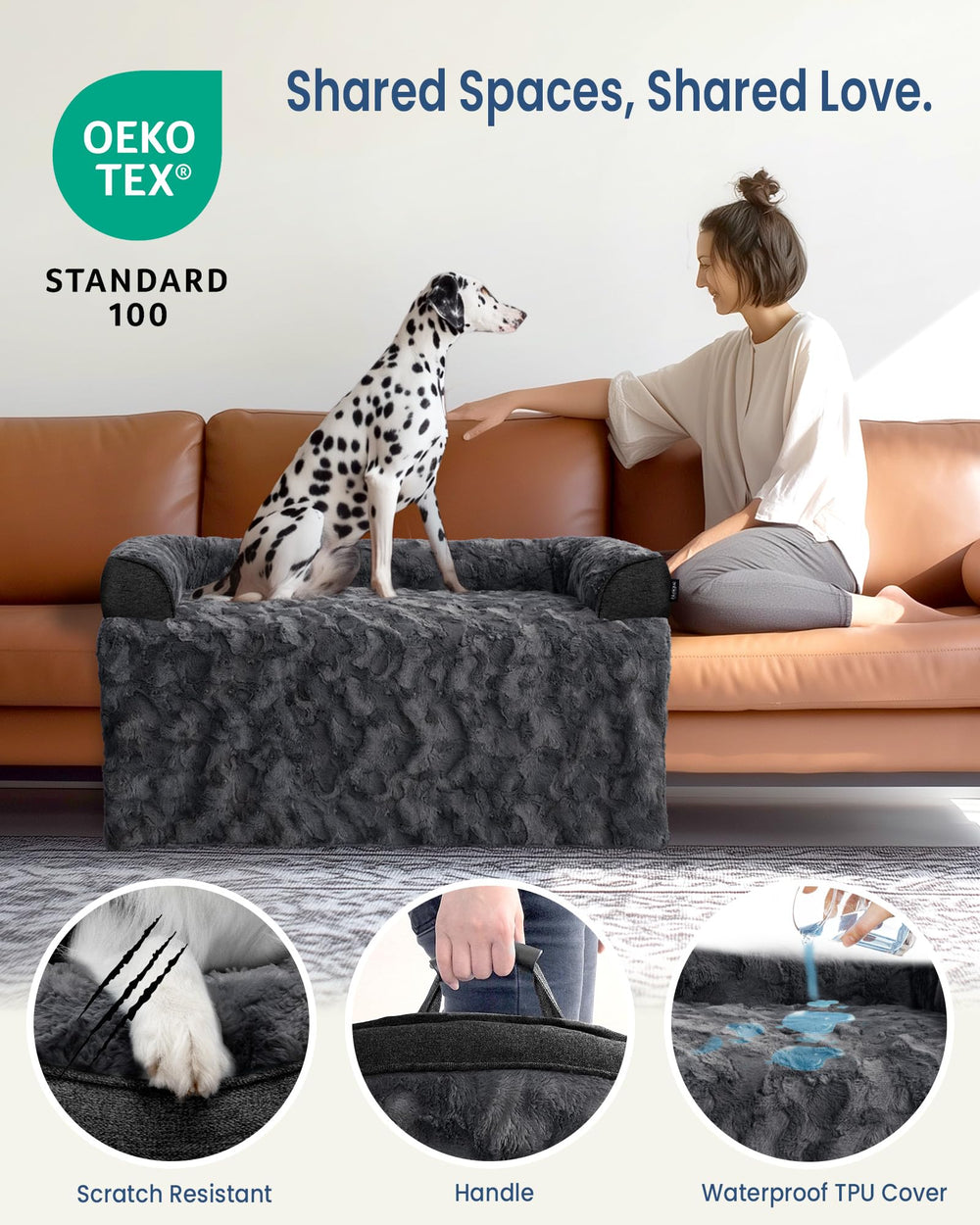 blunique non-slip base keeps the dog bed in place during active lounging