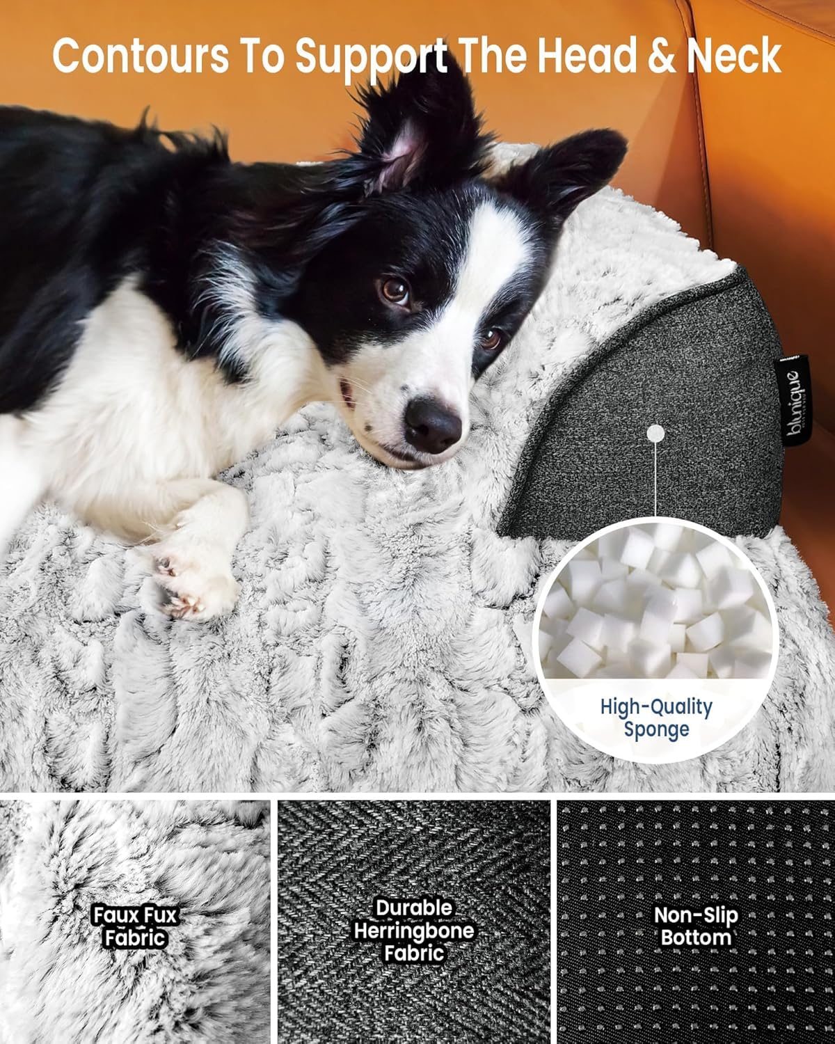 blunique removable cover for dog bed shown for easy washing.