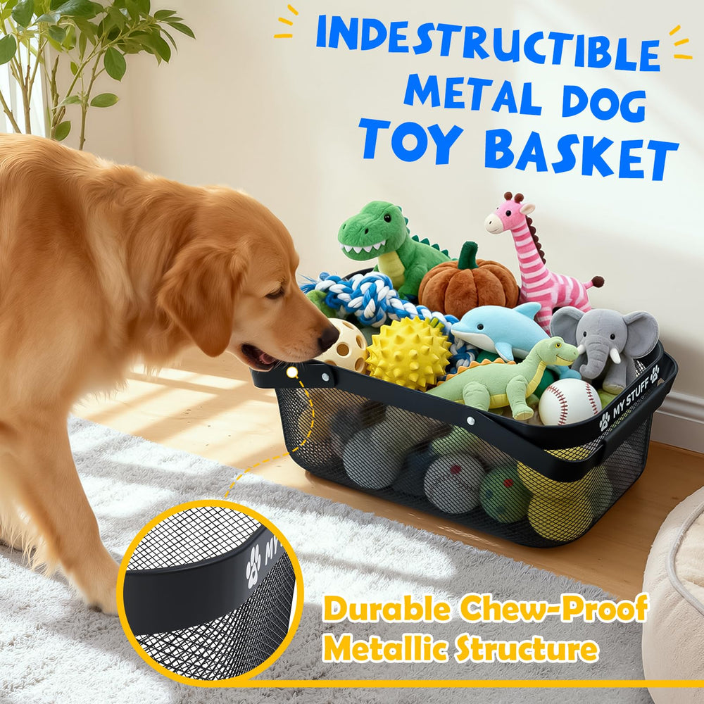 BluPup elegant black finish offers stylish dog toy storage for home.