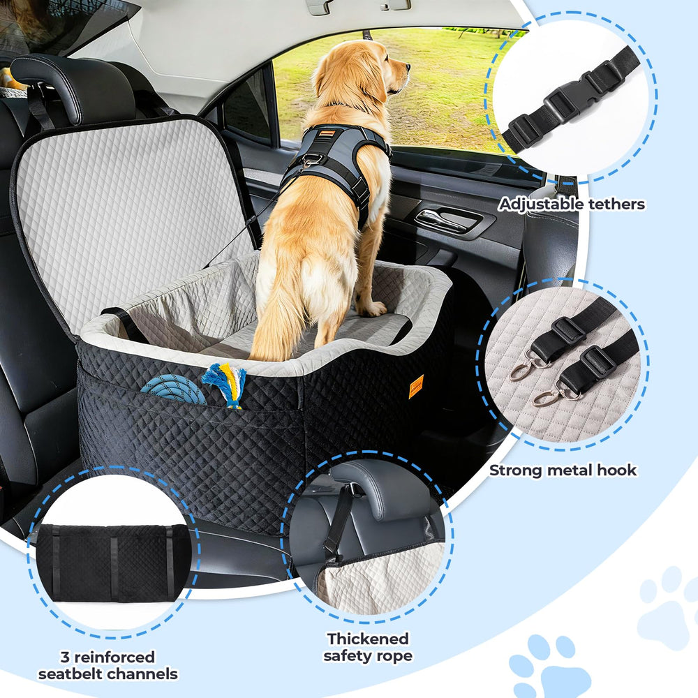 BLVRYVIO dog seat with triple safety belts keeps your pup secure.
