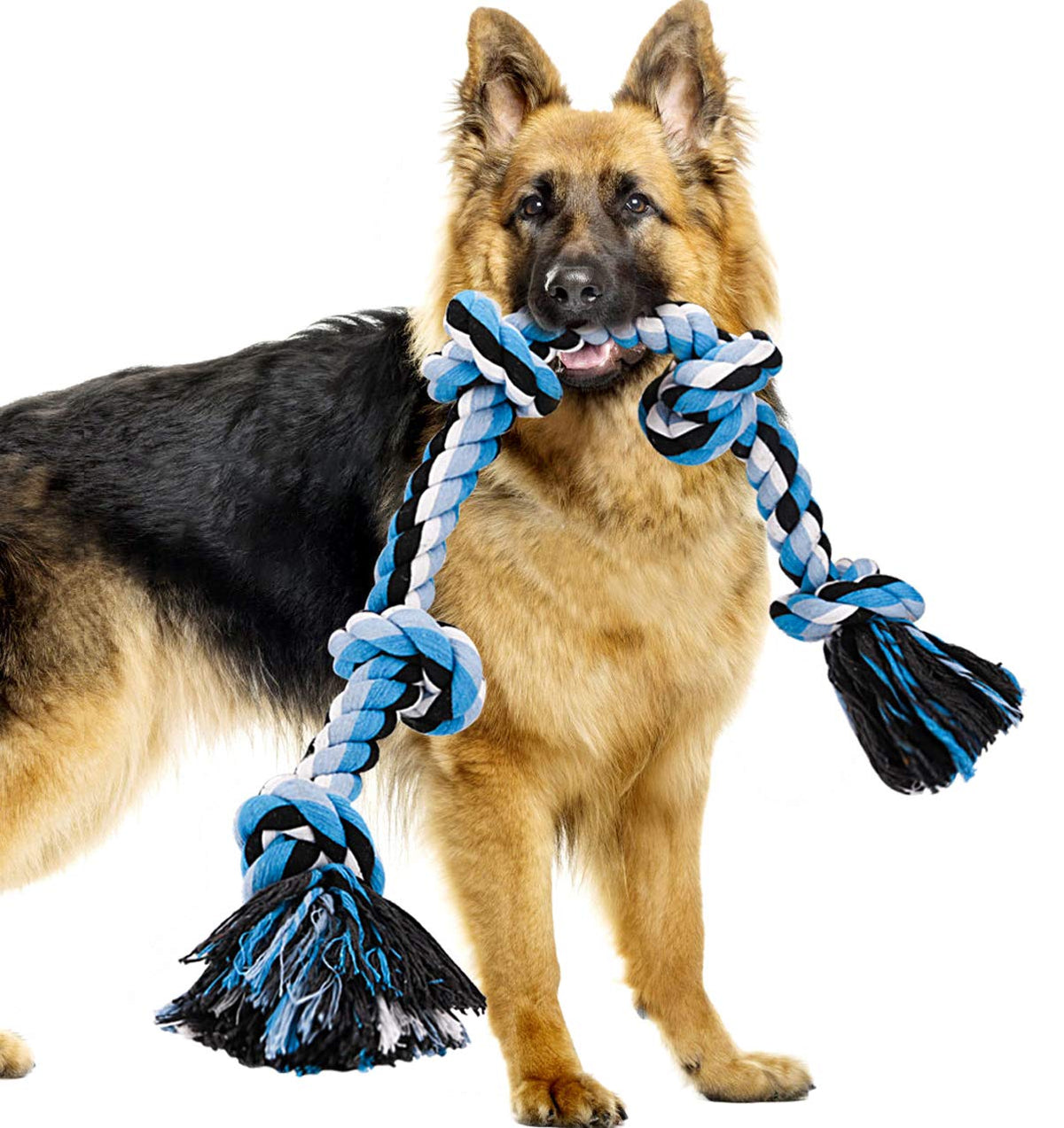 Bmag Dog Rope Toy with five knots, sturdy chew for medium and large dogs.