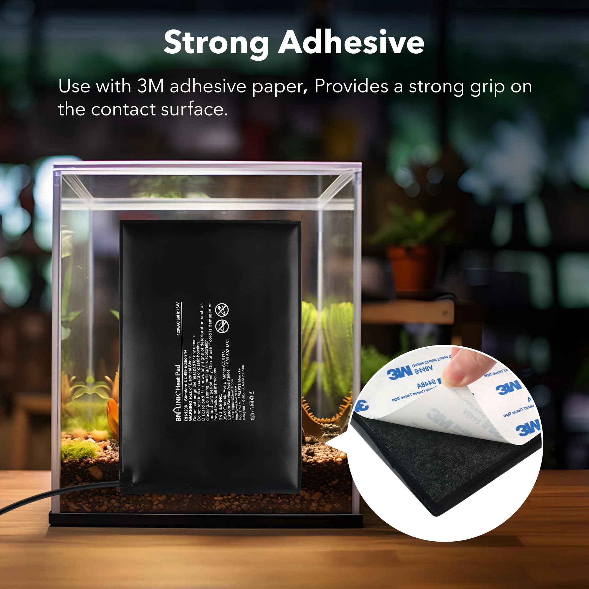 BN-LINK reptile heating pad hanging tab design for easy mounting.