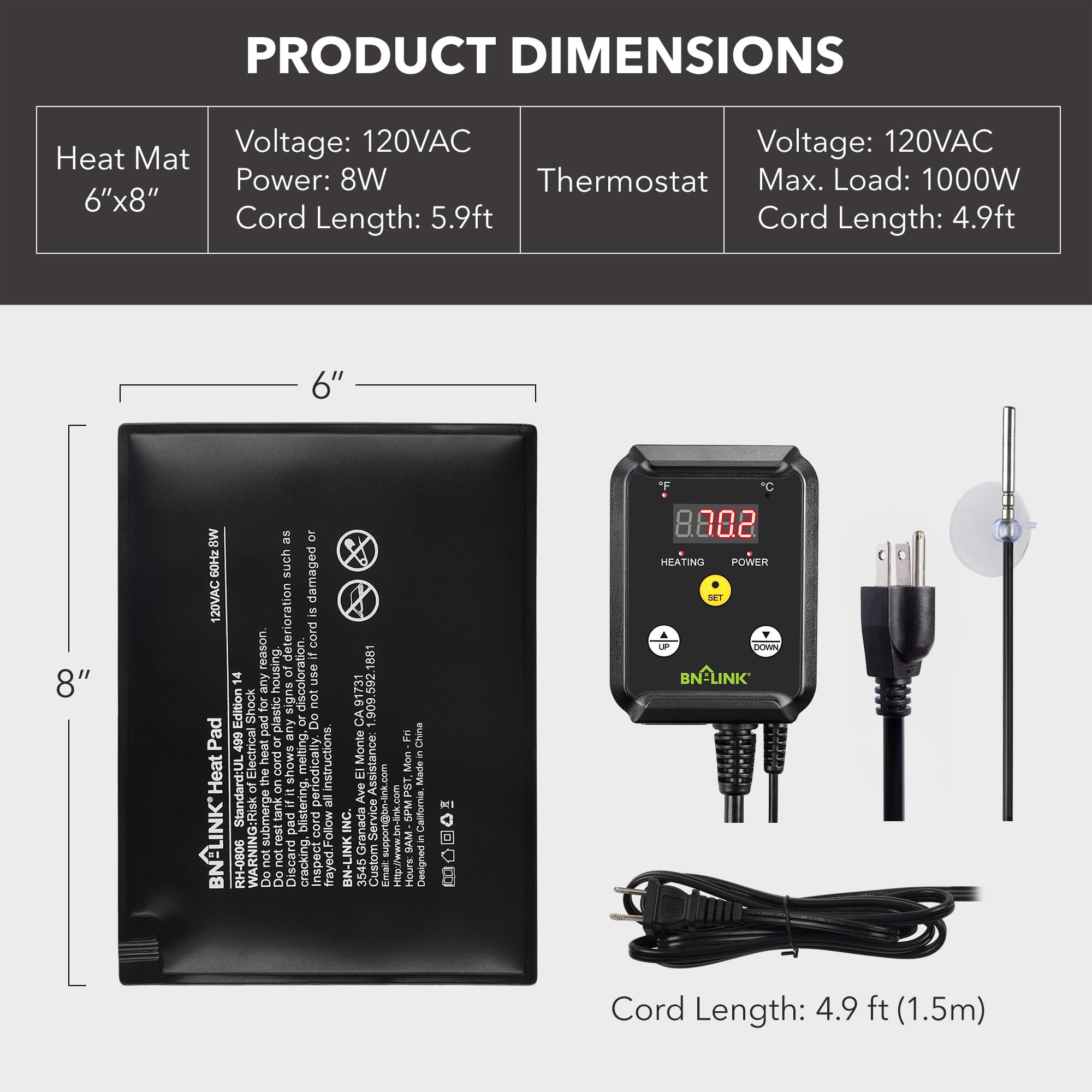 BN-LINK indicator lights show heating and power status in low light