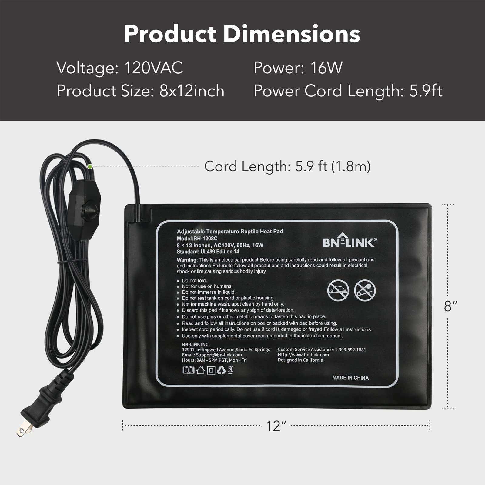 Waterproof BN-LINK under-tank heater surface designed for easy cleaning