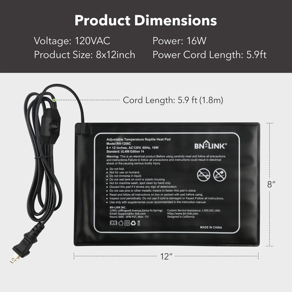 Waterproof BN-LINK under-tank heater surface designed for easy cleaning
