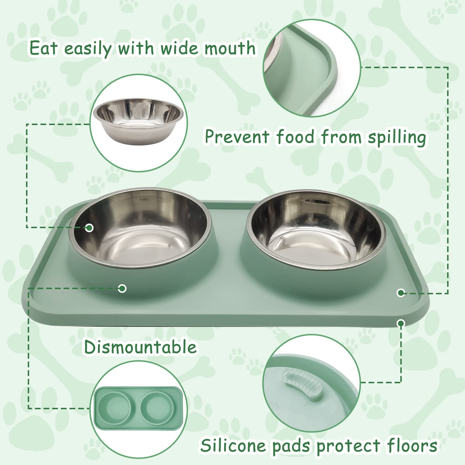 BNOSDM 14-ounce bowls in green offer compact daily feeding.