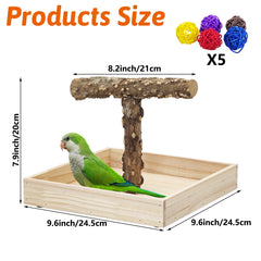 BNOSDM natural wood tabletop perch highlighting textured wood safe for chewing