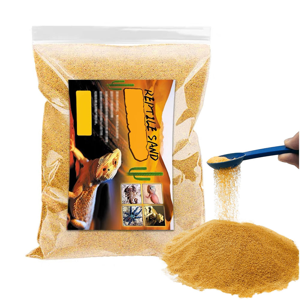BNOSDM desert blend reptile sand in yellow bag enhances terrarium aesthetics