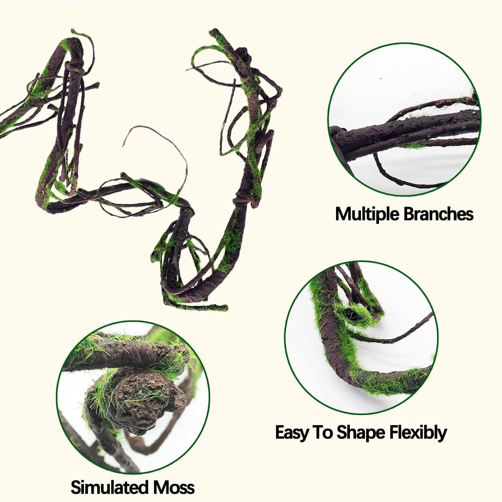 BNOSDM reptile tank accessory climbing vines provide safe grip for bearded dragons and geckos