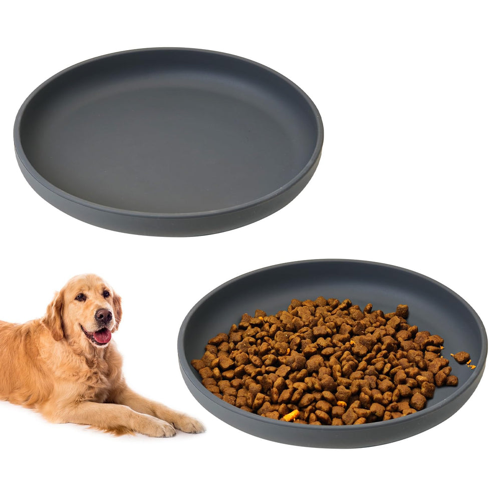 BNOSDM two-piece silicone dog bowl set with non-slip base for stable feeding.