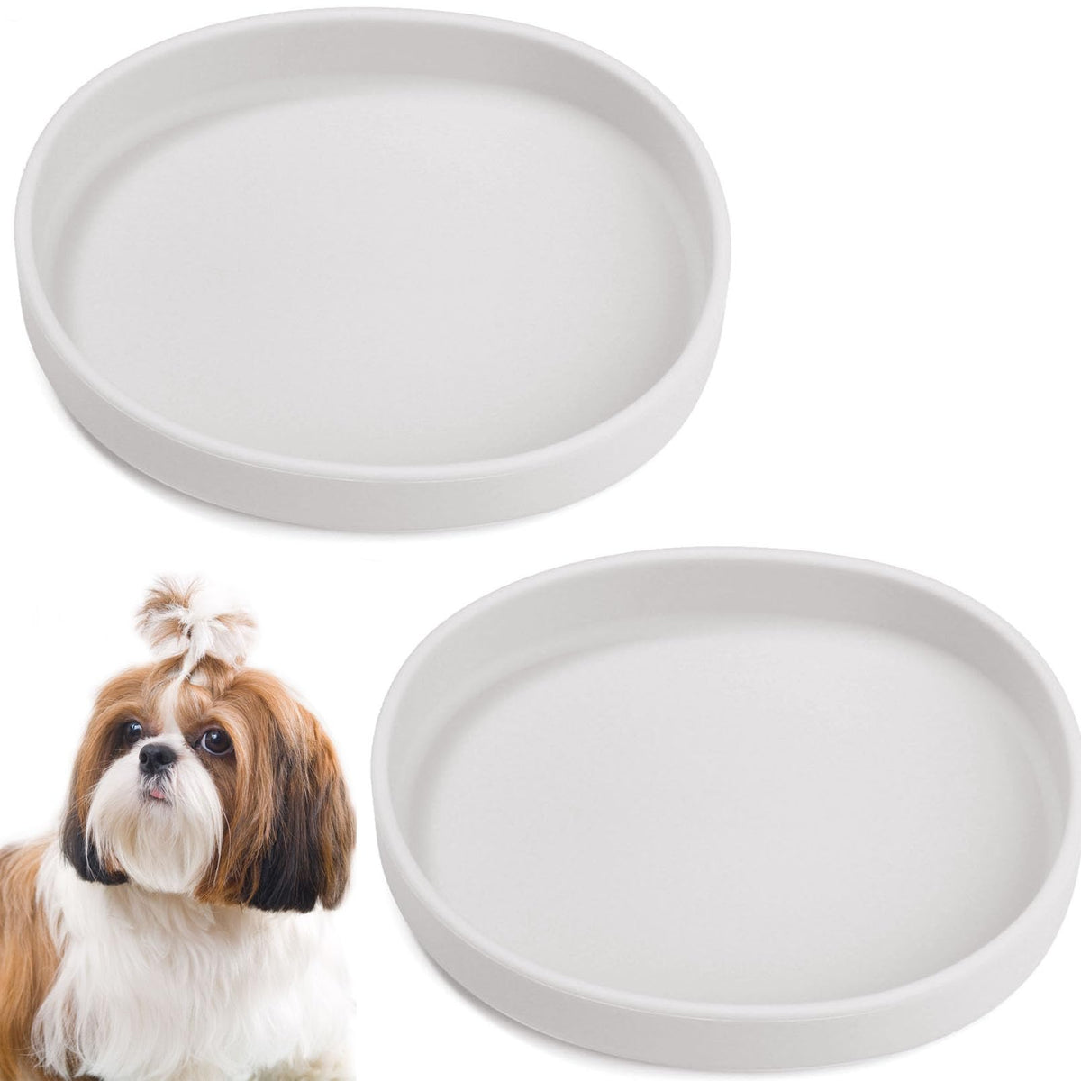 BNOSDM silicone dog food plate two-piece set for easy indoor or outdoor feeding.