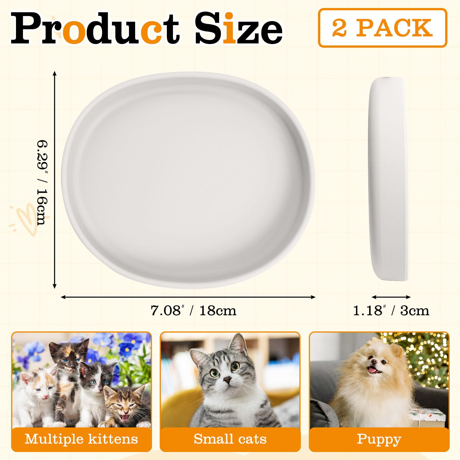 BNOSDM 7x6x1 inch shallow plate helps pets eat with less noise.