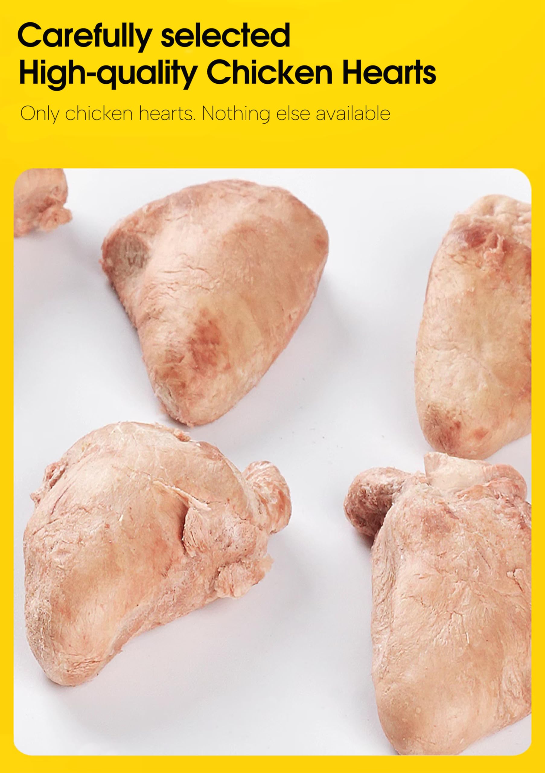 BNYEE chicken hearts training rewards on plate highlighting high-protein bite for dogs and cats