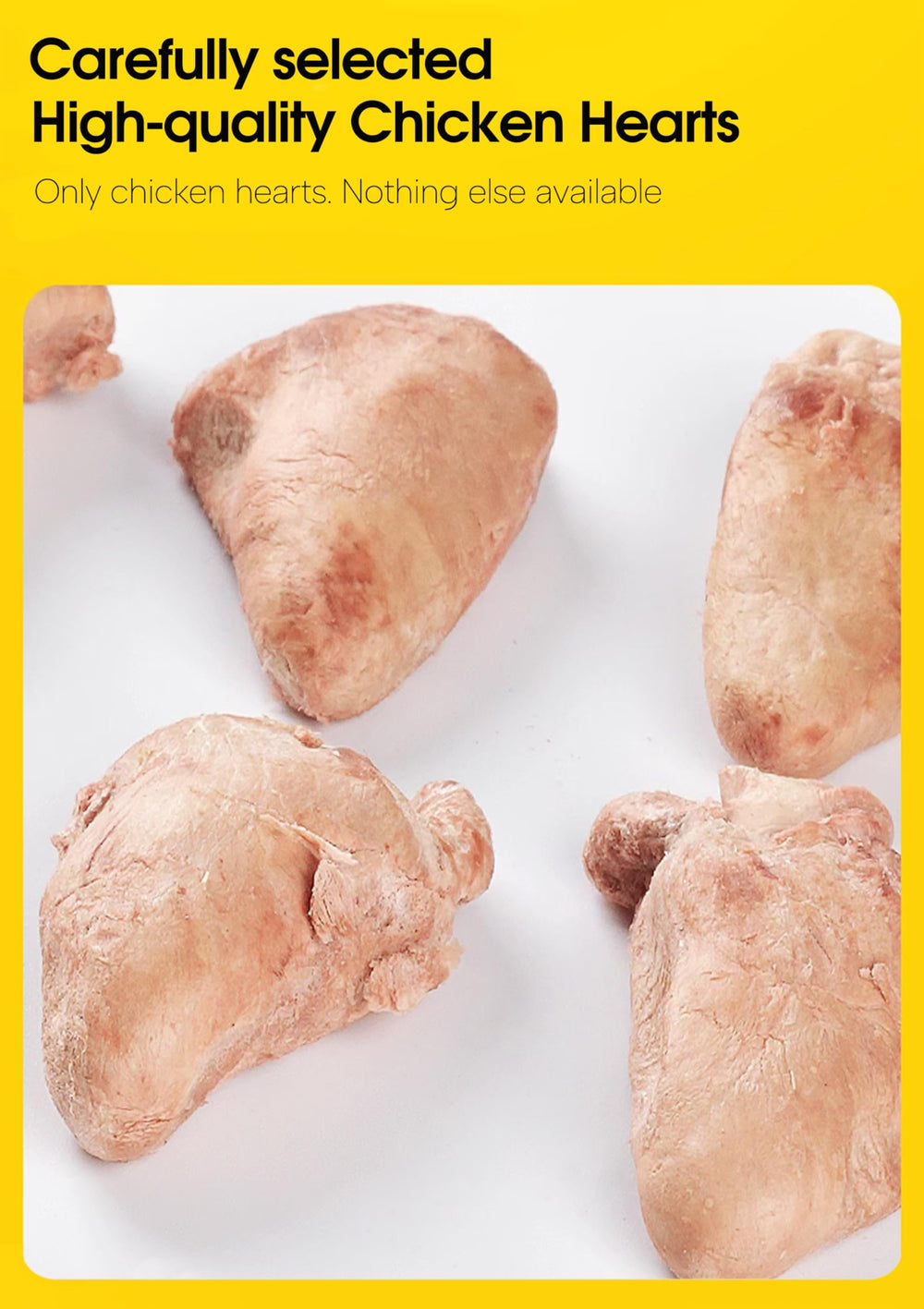BNYEE chicken hearts training rewards on plate highlighting high-protein bite for dogs and cats