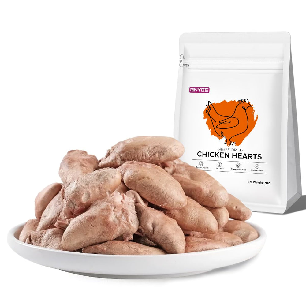 BNYEE freeze-dried chicken hearts treats pack offering convenient single-ingredient snack for pets