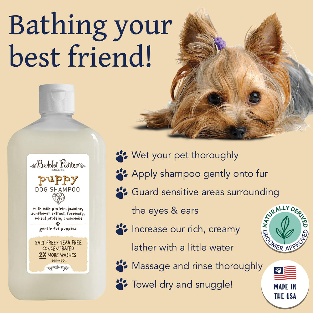 Bobbi Panter Puppy Shampoo 30:1 concentrate demonstrates cost-effective grooming.