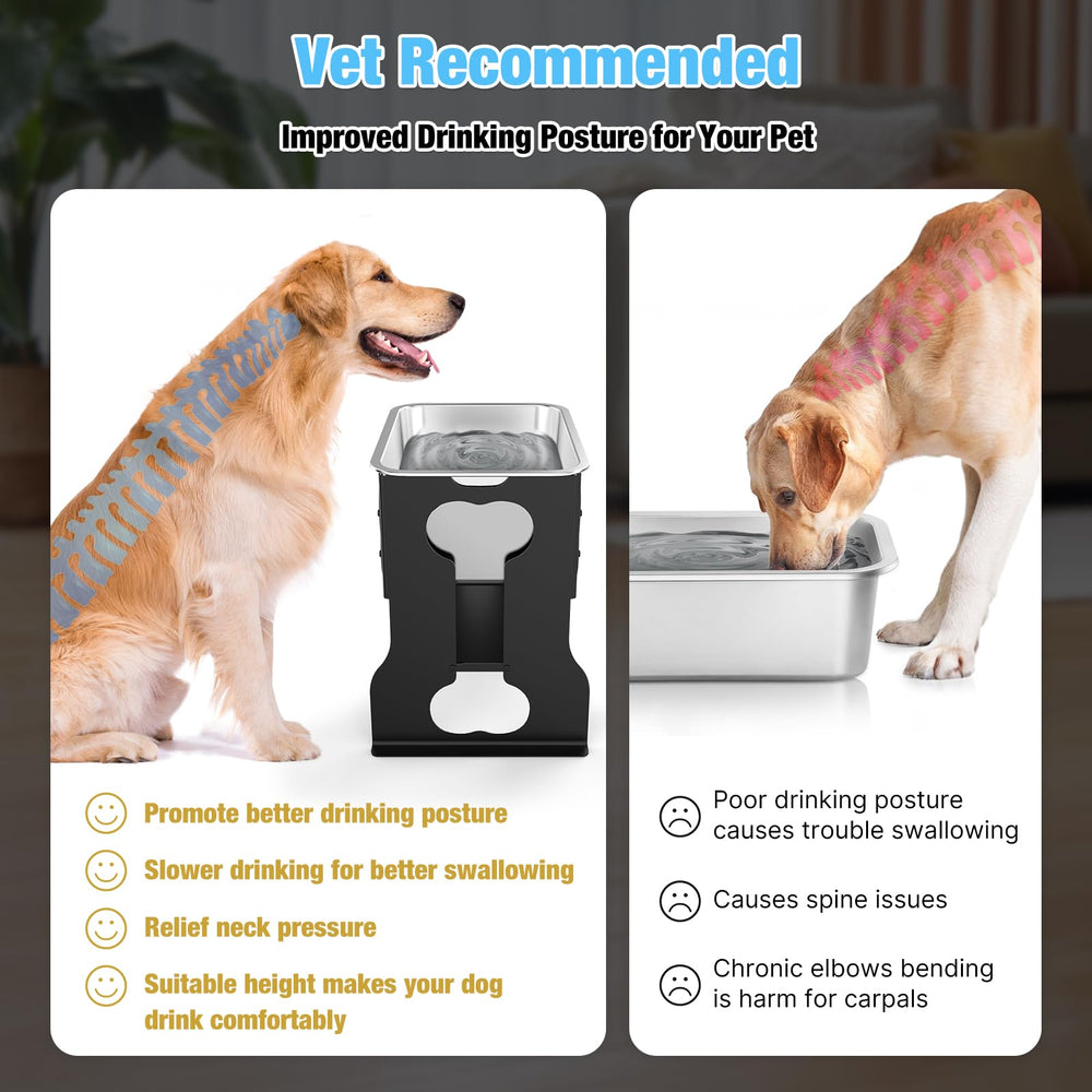 Bobbie & Laxi 14-inch raised bowl promotes comfortable drinking posture for large dogs.