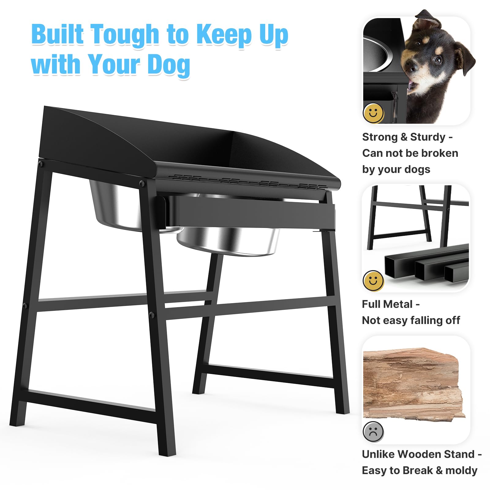 Bobbie & Laxi 15-inch tall stand fits tall large dogs.