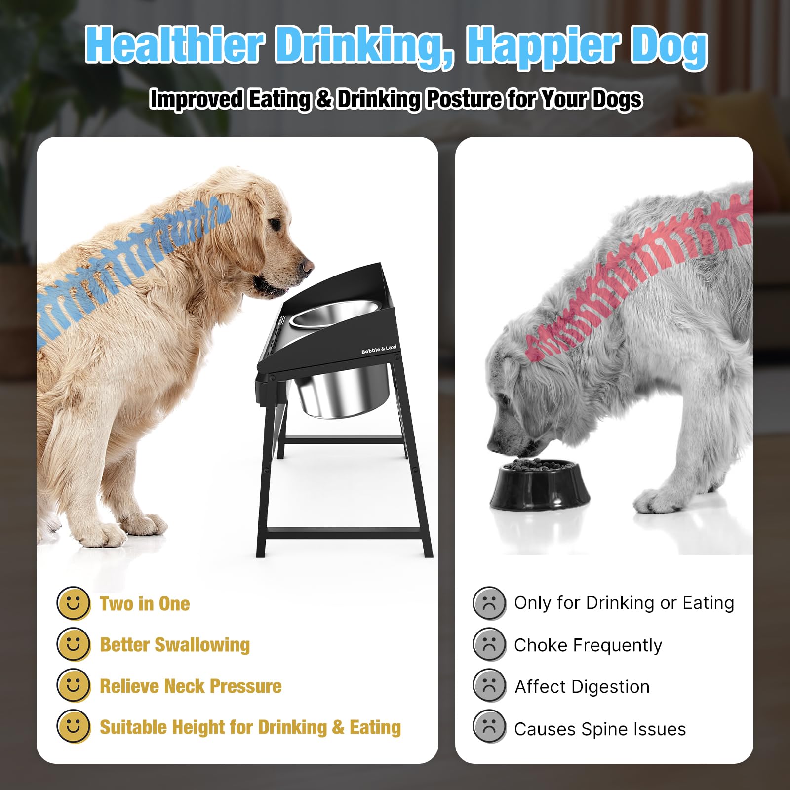 Bobbie & Laxi full-metal stand provides durable, long-lasting support.