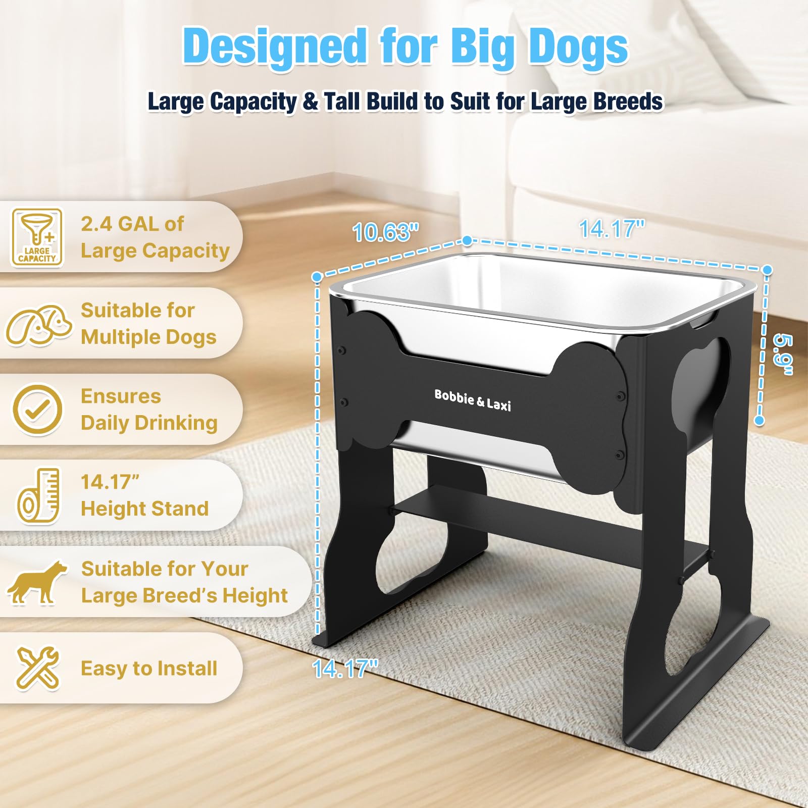 Bobbie & Laxi full-metal stand for durable indoor and outdoor use.
