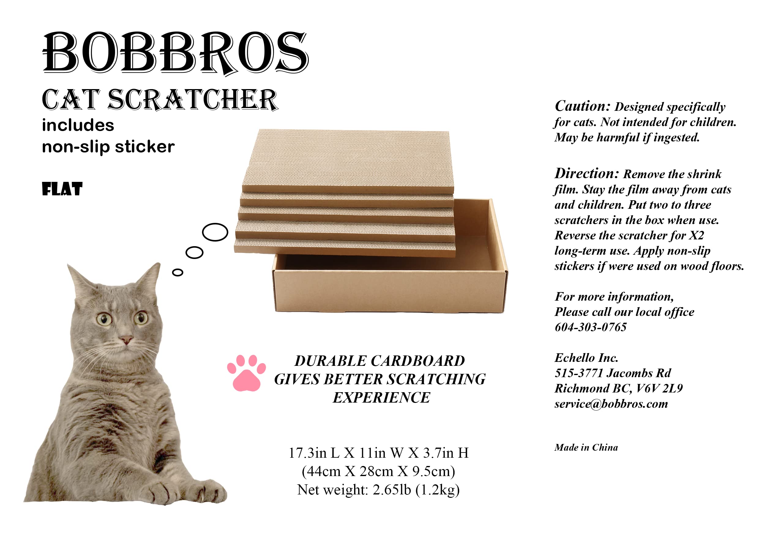 BobBros 5-pack XL cat scratcher being used by cat showing versatile placement in homes