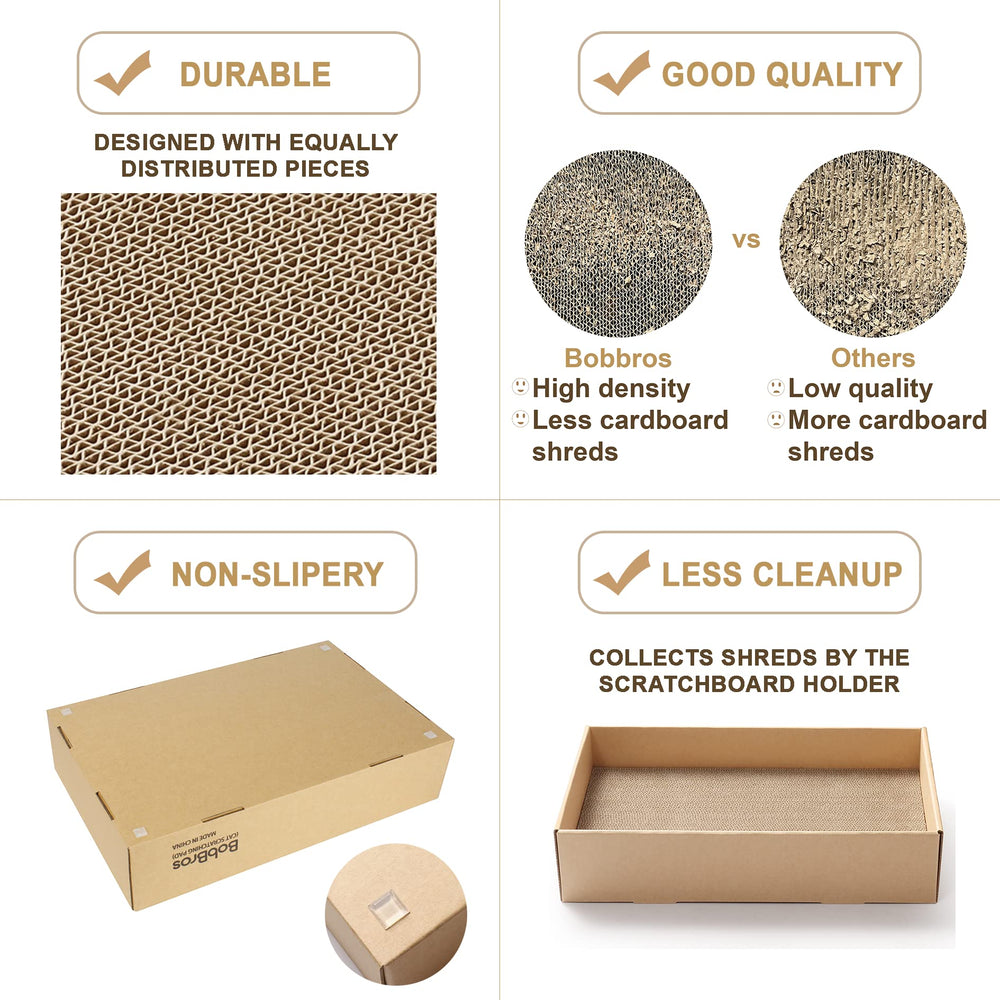 BobBros 5-pack XL cat scratcher side view highlights thick corrugated cardboard for satisfying scratches