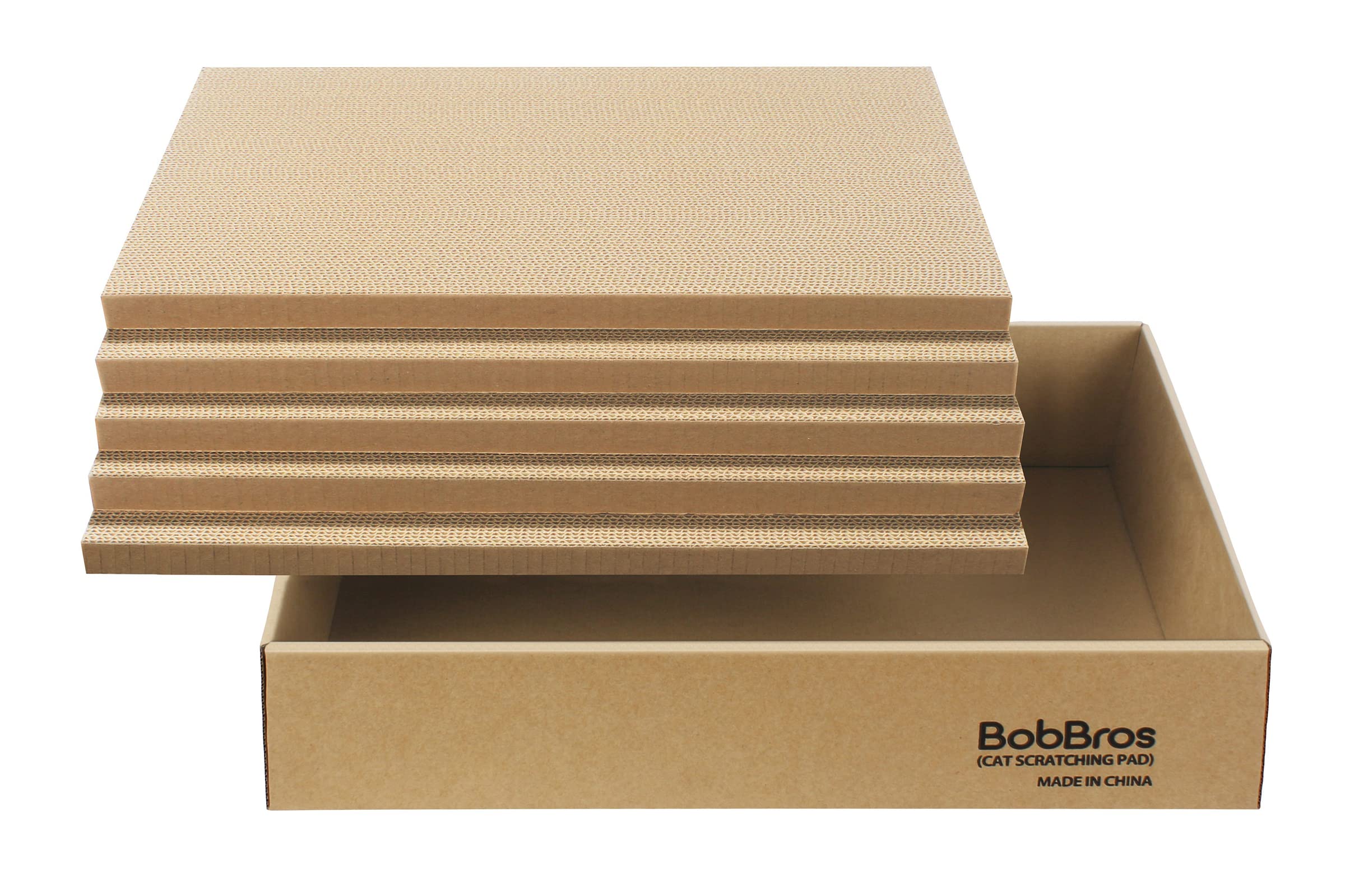 BobBros 5-pack XL cat scratcher top view showing durable dual-sided pads for long-lasting play