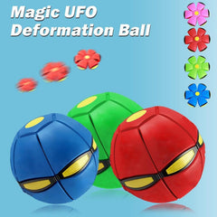 Bobcow UFO Magic Ball dog fetch pose with bright lights