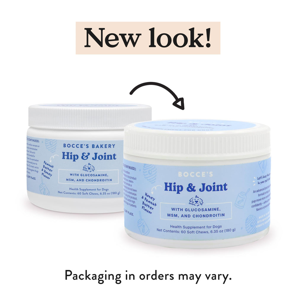 Bocce's Bakery soft chews in B-shaped form designed for joint comfort.