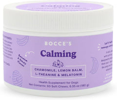 Label highlights chamomile, lemon balm, L-theanine and melatonin in Bocce's Bakery chew.