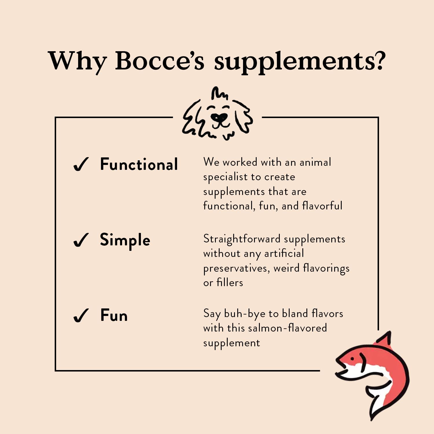 Bocce's Bakery flavor-packed-chews dog treat with tasty salmon flavor