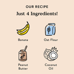 PB & Banana biscuit close-up reveals real ingredients and crunchy texture.