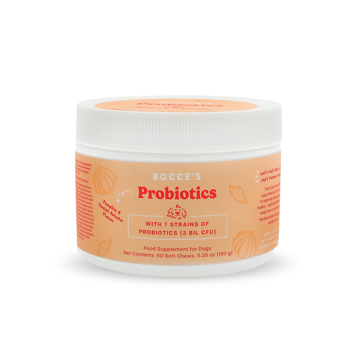 Bocce's Bakery probiotic dog chews — seven-strain formula for digestion