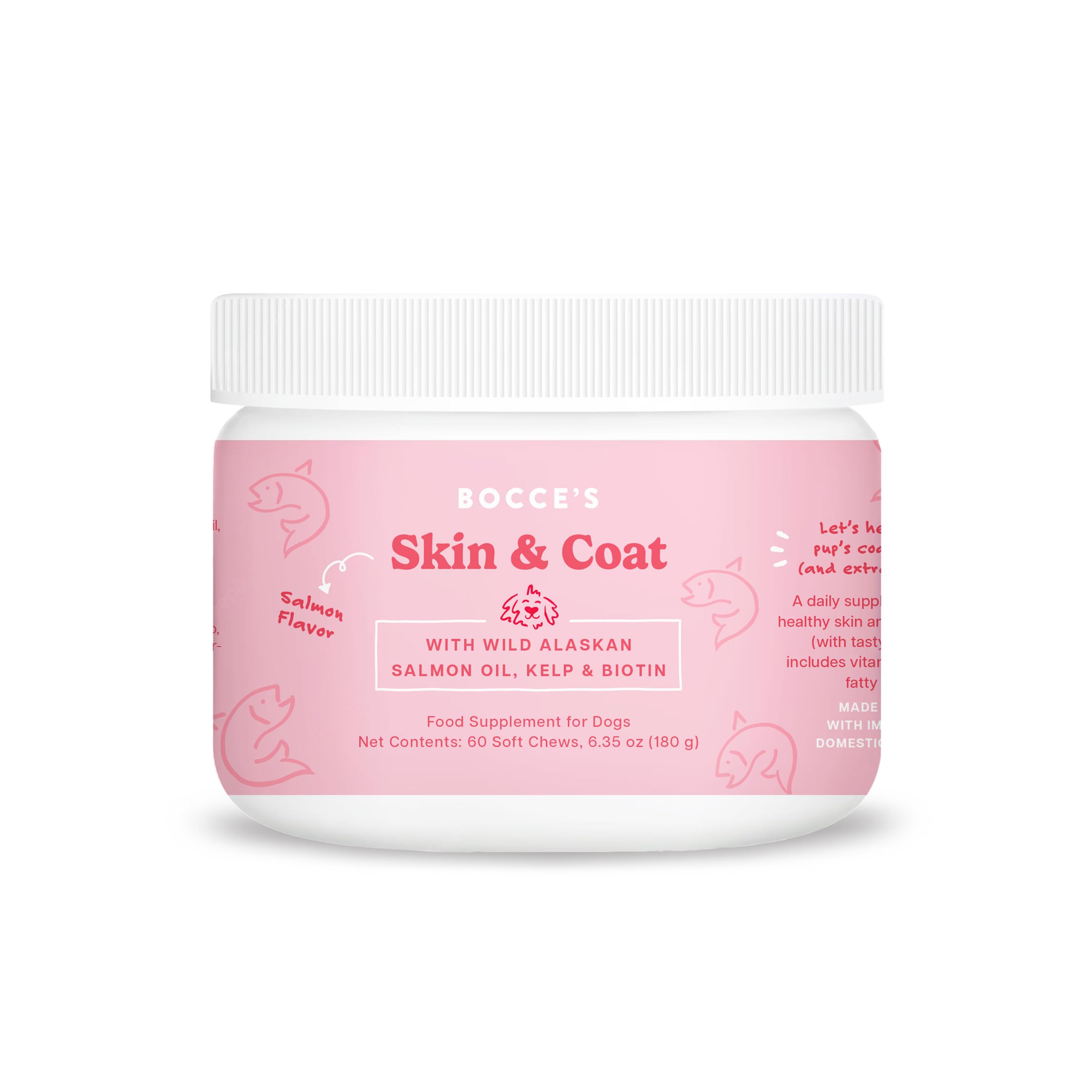 Bocce's Bakery skin-coat daily-chews for dogs supporting healthy skin and coat