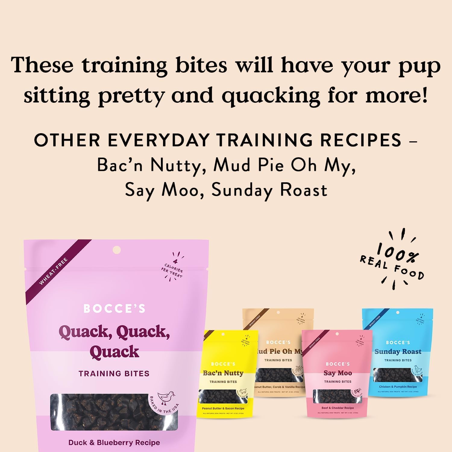 USA baked Bocce's Bakery treats with simple ingredients.