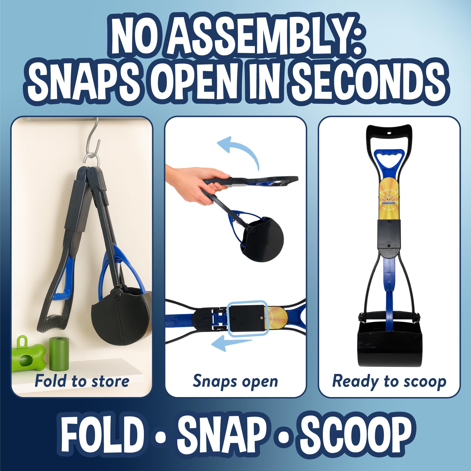 Bodhi Dog Complete Poo Pack dual-spring jaws for strong grip.