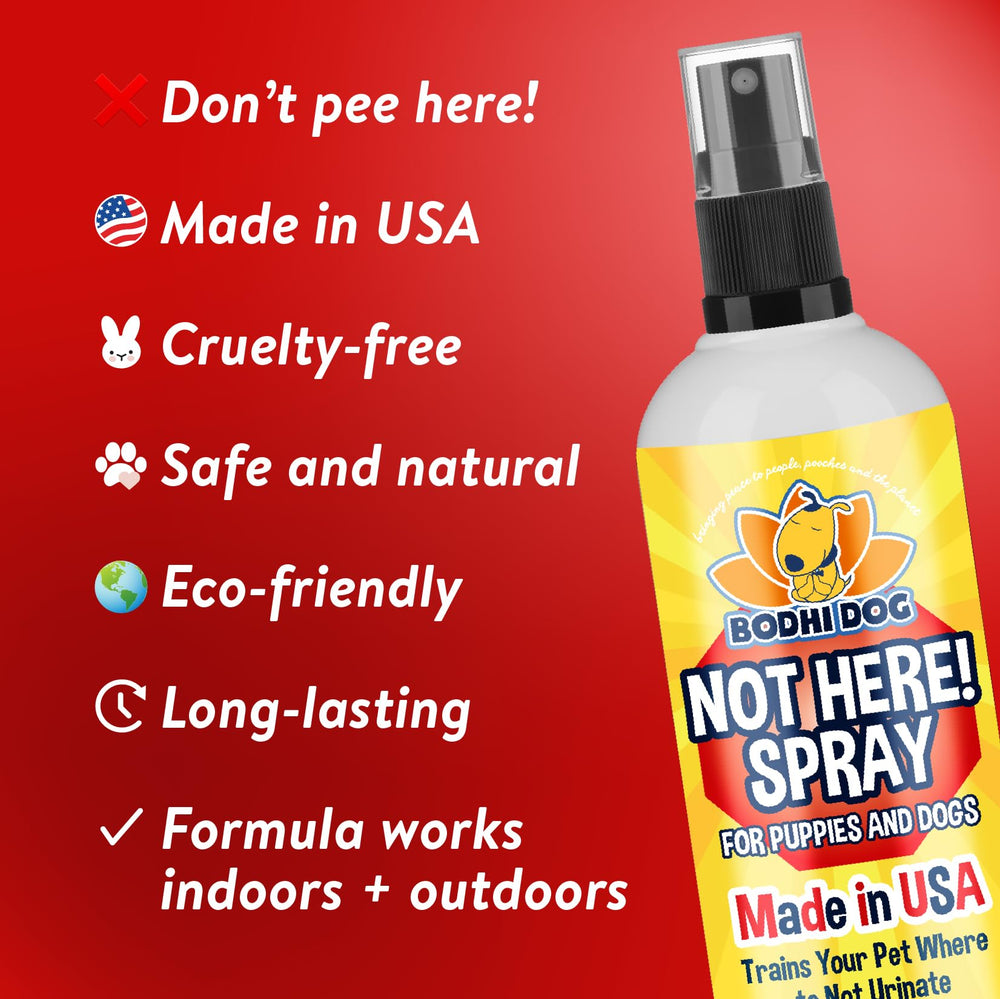 Bodhi Dog Not Here! deterrent-scents: spray eliminates odor cues to discourage revisiting marked areas.
